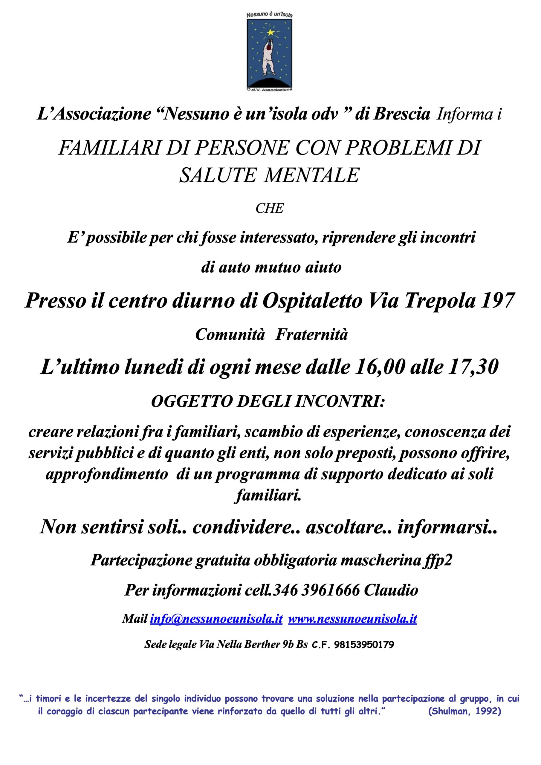 Incontri di auto mutuo aiuto – Ospitaletto